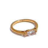 18K Gold Stainless Steel Shiny AAA Cubic Zirconia Casting Ring for Women Fine Jewellery
