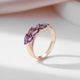 14K Filled Gold Fine Purple Leaf AAA Zircon Crystals Luxury Trendy Rings For Women