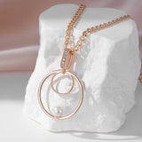 14K Filled Gold Pearl Round Micro Wax Setting AAA Zircon Diamonds Luxury Fashion Necklace