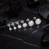 Sterling Silver Six Claws Sparkling Moissanite Diamonds Flat Back Stud Earrings