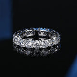 Popular Full Moissanite Eternity Engagement Wedding Rings for Women 925 Sterling Silver White Gold Plated Fine Rings
