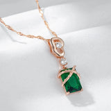 Marvelous Unique 14K Rolled Rose Gold Green AAA Zircon Crystals Necklace For Women - Fashion Jewellery