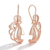 14K Gold Filled Flower Design AAA Zircon Diamonds Retro Dangle Earrings
