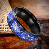 True Blue Galaxy Opal Inlaid Dome Polished 4MM 6MM 8MM Tungsten Men Women Rings