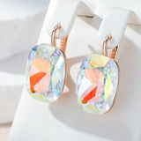 14K Rolled Gold Big Colourful AAA Zircon Crystal High Quality Dangle Earrings
