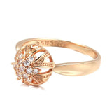 Unique Luxury 14K Rolled Rose Gold AAA Zircon Crystal Flower Ring For Women - Ethnic Vintage Daily Jewellery