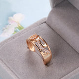 Stunning Hollow Vintage Pattern Filled 14K Rose Gold AAA White Zircon Dimaonds Rings, Smooth Geometric Jewellery