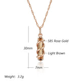 Unique Filled 14K Rose Gold Brown AAA Zircon Crystal Pendant And Necklace For Women - Fashion Jewellery