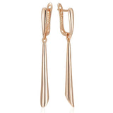 Elegant Fashion Glossy Rolled Rose Gold of 14-Karat Purity Long Earrings For Women - Daily Jewellery