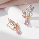 Amazing Shiny Filled 14K Rose Gold Water Drop AAA Zircon Crystals Long Dangle Earrings - Luxury Jewellery