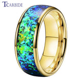 Domed Polished Bright Opal 8mm Men Women Tungsten Engagement Wedding Rings