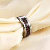 New Chamfered Inlaid Carbon Fiber 8mm Tungsten Couples Rings for Women Men
