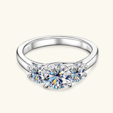 Dazzling 3-Stone VVS1 D Colour Moissanite 925 Silver Engagement Wedding Ring