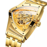 New Hollow Triangular Mechanical Watches Stainless Steel Men's Wristwatches - Fashion Brand Wristwatches for Men.