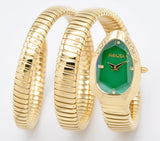 High Quality Gold Diamond Set Snake Shaped Dress Watch Bangle Unique Brand Watch