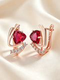 14 Karat Gold Filled Shiny Red AAA Zircon Crystals Daily Fine Earrings for Women Jewellery