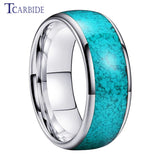 Turquoise Domed Polished Finish 4/6/8MM Tungsten Engagement Wedding Rings