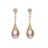 Classic Style Real Multicolour Pearl AAA Zircon Diamonds Long Drop Earrings
