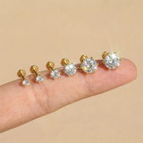 Sterling Silver Six Claws Sparkling Moissanite Diamonds Flat Back Stud Earrings