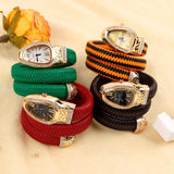 New Luxury CZ Diamond Inlaid Snake Shaped Fashion Quartz Leather Women's Bracelet Watches