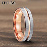 Center Groove Brushed Finish Shiny 6mm Gold Colour Tungsten Wedding Rings for Men Women