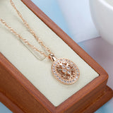 Luxury 14K Filled Rose Gold Ethnic Pattern Hollow AAA Zircon Diamonds Necklace For Women - Fine Jewellery