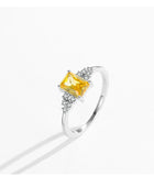Luxury Sparkling Princess Cut Yellow AAAA Lab Created Diamond Silver Fine Ring