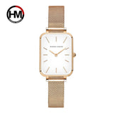 New Elegant Square Women Stainless Steel Mesh Strap Fashion Japanese Movement Rose Gold Tone Leisure Fashion Watches