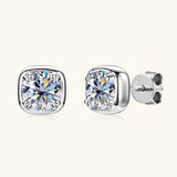 Sparkling 6.5MM 1CT Moissanite Diamonds Silver Square Shape Unisex Stud Earrings