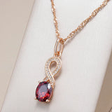 Wonderful Filled 14K Rose Gold AAA Red and White Zircon Crystals Necklace For Women - Fashion Jewellery