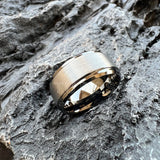 Stepped Beveled Brushed Finish 10MM Classic Men Women Tungsten Carbide Rings