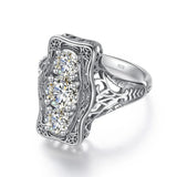 Unique 3 Stone Moissanite Diamond Rings With Certficiate SilverEngagement Wedding  Jewellery Pass Diamond Test