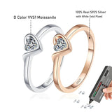 White Champagne Gold Plated Heart Shape Moissanite Diamonds Rings For Women 925 Sterling Silver Wedding Fine Rings