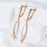 New 14K Rolled Gold Geometric AAA Zircon Diamonds Long Drop Fashion Fine Earrings