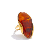 18K Gold Plated New Design Brown Green Beige Resin Geometric Stainless Steel Ring