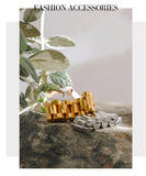 18K Gold Plated Stainless Steel Chain Finger  Personalized Metal Texture Charm Ring
