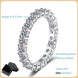 Sparkling 2.2cttw 3mm D Colour Moissanite Diamonds Full Eternity Rings - 18K Gold 925 Silver Plated Wedding Rings