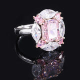 Gorgeous 4CT VVS High Quality AAAAA High Carbon Pink Sapphire Emerald Gemstone Fine Rings for Women