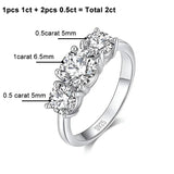 Splendid 3-stone S925 Sterling Silver with 14CGP Moissanite Diamonds Rings Engagement Wedding Promise Jewellery