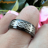 New Stepped Edges Laser Engraved Comfort Fit Men Women Tungsten Wedding Ring