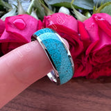 Turquoise Domed Polished Finish 4/6/8MM Tungsten Engagement Wedding Rings