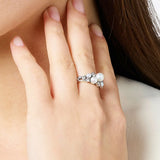 Unique Freshwater Pearls with AAA Zircon Diamonds 925 Sterling Silver Ring