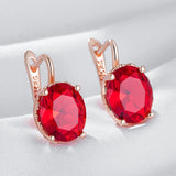 Alluring Big Red AAA Zircon Crystals 14K Gold Filled Drop Earrings Fine Jewellery
