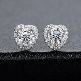 Heart Shape 18KGP 1cttw D Colour Moissanite Diamonds Stud Earrings Women - Sterling Silver Charming Fine Jewellery - The Jewellery Supermarket