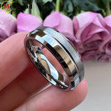 Beveled Grooved Finish 6MM 8MM Classic 100% Pure Tungsten Carbide Wedding Rings