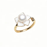 Elegant Flower Design Multicolour Freshwater Pearl 925 Silver Adjustable Ring