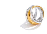 18K Gold Plated New Stainless Steel Layered Geometric Cast Statement Attractive Ring