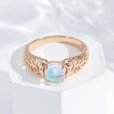 14K Gold Filled Luxury Fashion Texture Gradient Moonstone Crystal Unusual Rings