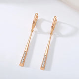14 Karat Gold Filled AAA Zircon Diamonds Long Dangle Trendy Earrings For Women