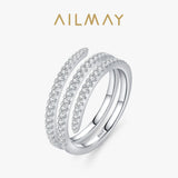 Elegant Multi-layer Sparkling AAAA Lab Created Diamonds 925 Sterling Silver Ring